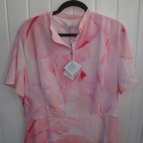 NEW By Egries Jennifer Dress XXL Pink Floral Pleated Ruffle at hemline details - Picture 3 of 4